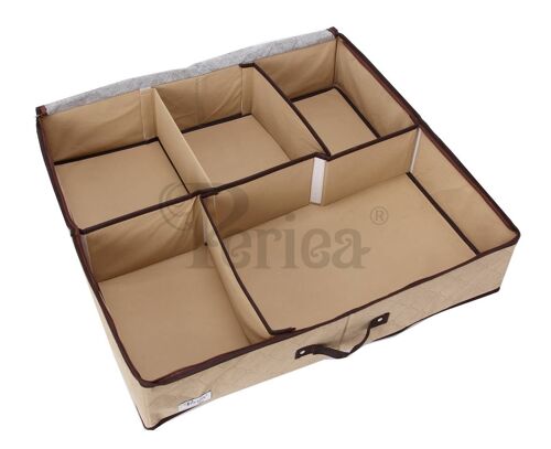 Periea Shoe Organiser – Sami Beige Shoe Storage Box With Hard Base and Sides