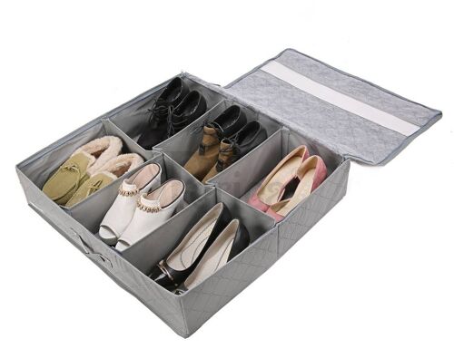 Periea Shoe Organiser – Sami Grey Shoe Storage Box With Hard Base and Sides