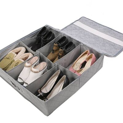 Periea Shoe Organizer - Boîte de rangement pour chaussures Sami Grey avec base et côtés rigides