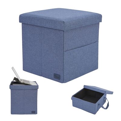 Periea Storage Organizer Ottoman mit interner Aufbewahrungsbox – Liv Laptop Ottoman Blue