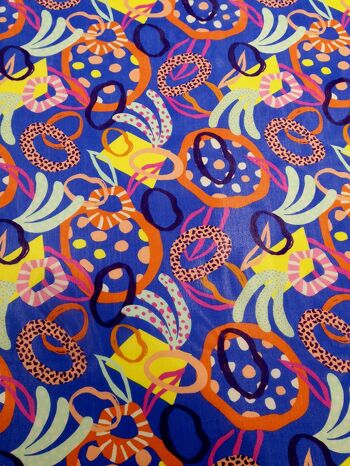 Tissu coton soie motif pop abstrait coloris Bleu- Ebony-22 3