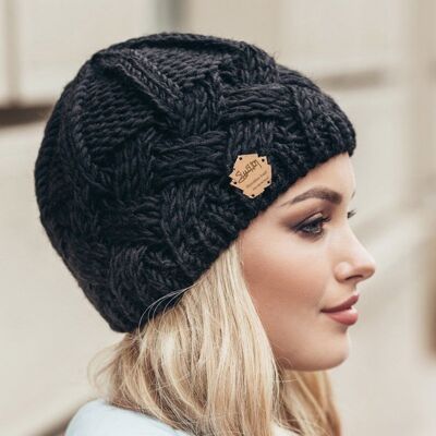 Gorro de punto de lana a cuadros con rombos retro