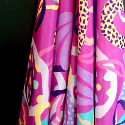 Tissu coton soie motif pop abstrait coloris Rose-Ebony-22