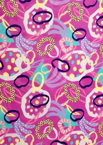 Tissu coton soie motif pop abstrait coloris Rose-Ebony-22 2