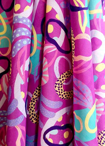 Tissu coton soie motif pop abstrait coloris Rose-Ebony-22 3