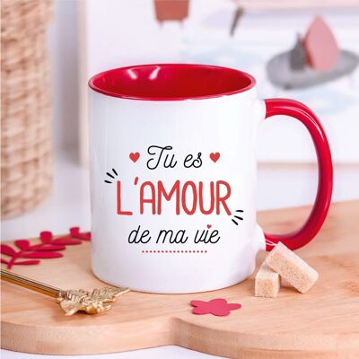 Rote Tasse Du bist die Liebe meines Lebens
