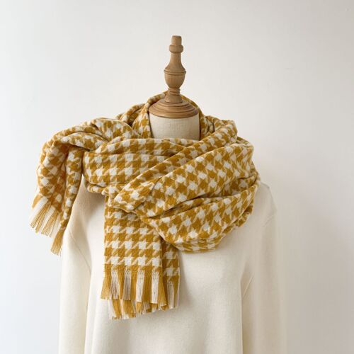 Vintage Houndstooth Fringe Warm Scarf