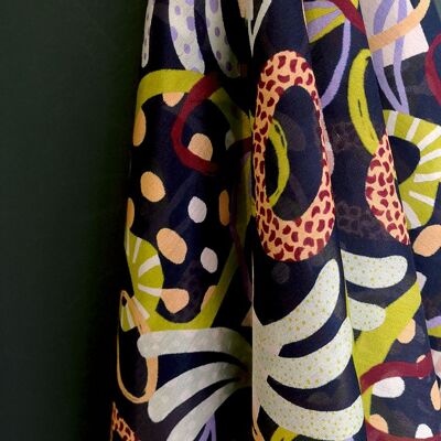 Tissu coton soie motif pop abstrait coloris Carbone - Ebony-22