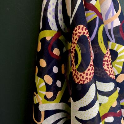 Tissu coton soie motif pop abstract coloris Carbone - Ebony-22