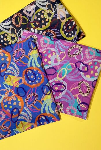 Tissu coton soie motif pop abstrait coloris Carbone - Ebony-22 4