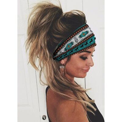 Colorful Geometric Ethnic Print Wide Edge Hair Band