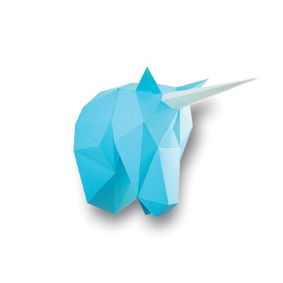 Unicornio de papel 3d azul