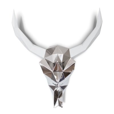 Silver Paper Bison Skull