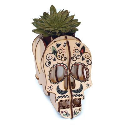 Crâne calavera en bois