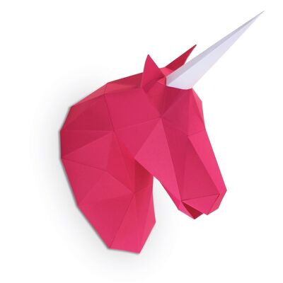 Pequeño unicornio rosa de papel 3d