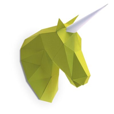 Little green 3d paper unicorn