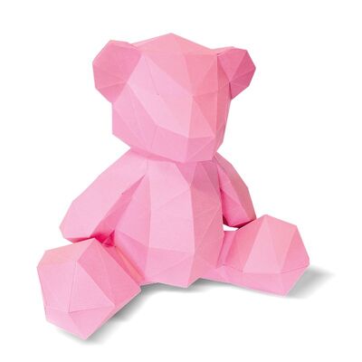 Pink 3d paper bear