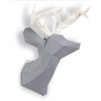 Tête de cerf en papier 3d POIVRE ET SEL