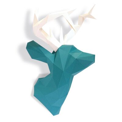 CARIBBEAN BLUE 3D-Papier Hirschkopf