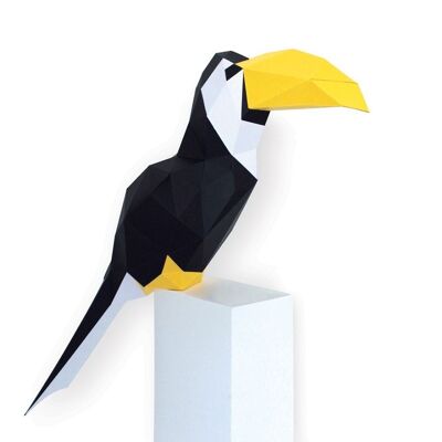 Toucan en papier 3d NOIR ET BLANC