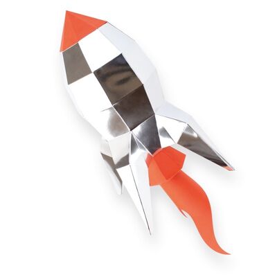 Orange 3D Paper Rocket