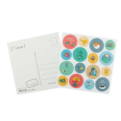 Carte anniversaire stickers nature Raton