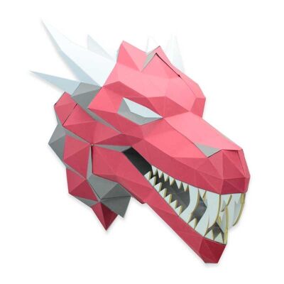 Dragón de papel 3D rojo y gris