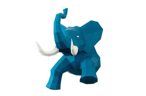 Elephant en papier 3D Bleu
