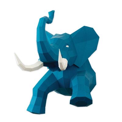 Elephant en papier 3D Bleu
