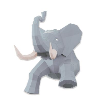 Elephant en papier 3D Gris