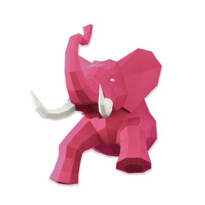 3D Papierelefant Rosa