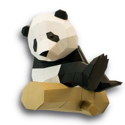 Grande panda sul ramo di carta 3D