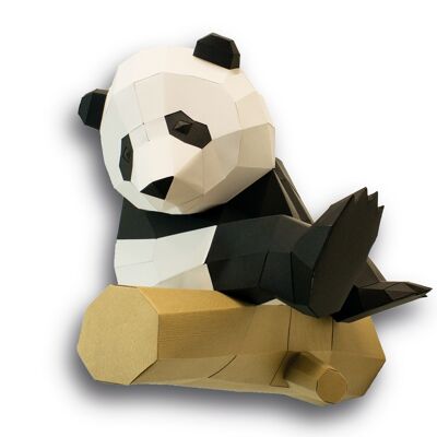 Grande panda sul ramo di carta 3D