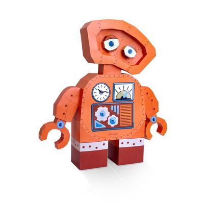 Orangefarbener 3D-Papierroboter