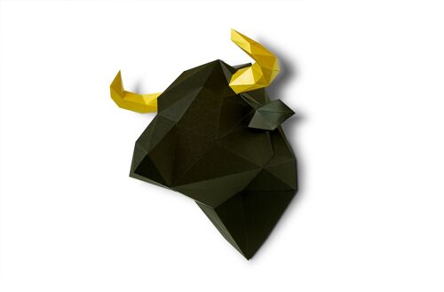 Taureau en papier 3D Noir et or