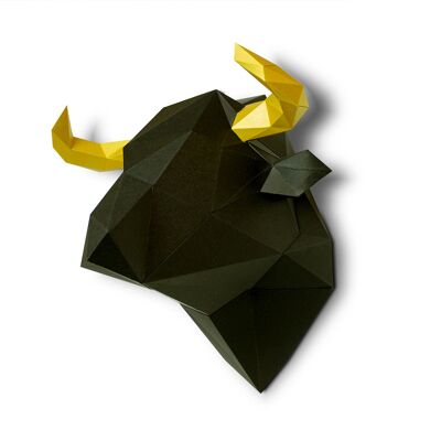 Taureau en papier 3D Noir et or