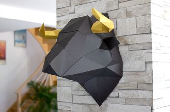 Taureau en papier 3D Noir et or 3
