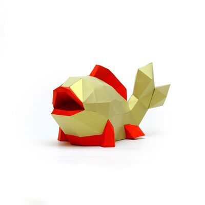 Poisson Or en papier 3D OR ET ROUGE