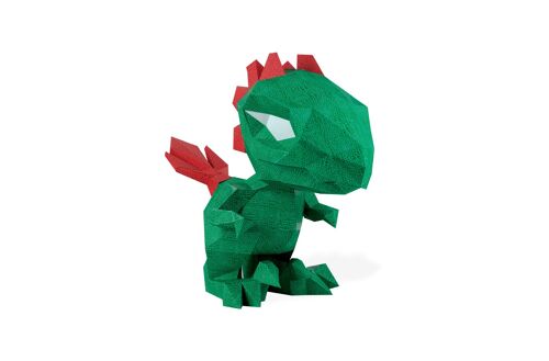 Petit dino en papier 3D Vert et rouge