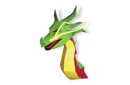 Dragon asiatique en papier 3D Vert et rouge