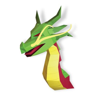 Dragon asiatique en papier 3D Vert et rouge