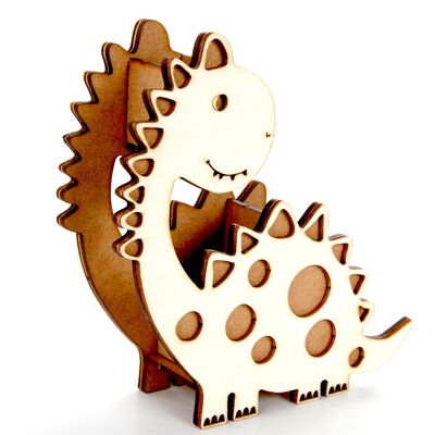 tarro de dinosaurio de madera