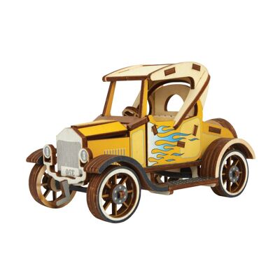 Yellow wooden Ford T car