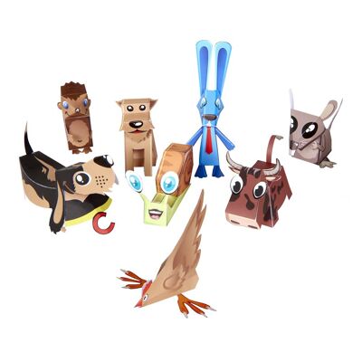 Kit 8 papertoys Animaux des champs