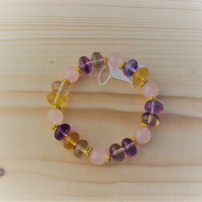Gemstone bracelet made of rose quartz, amethyst and citrine