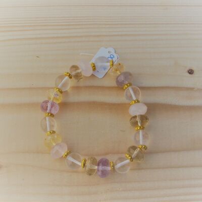 Gemstone bracelet made of rock crystal, amethyst, citrine