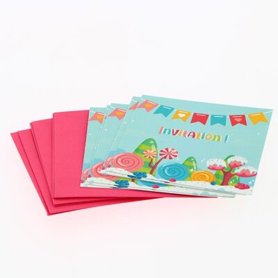 Cartons d'invitation anniversaire enfants Candy