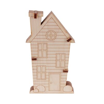 House wooden piggy bank