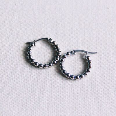 Créole "boules" inox 20mm - argent