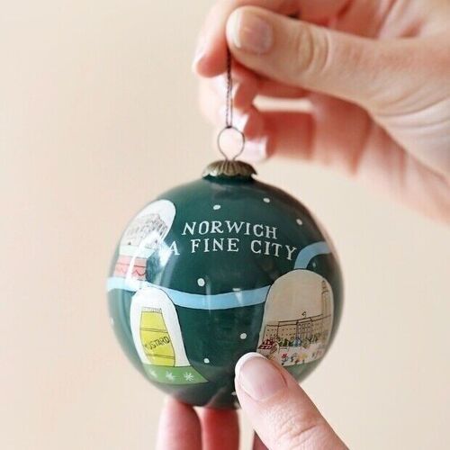 Hand-Painted Norwich Snow Globe Bauble